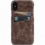 Krusell Tumba 2 Card Cover - кожен кейс (ествествена кожа) с 2 отделения за карти за iPhone XS, iPhone X (кафяв) 3