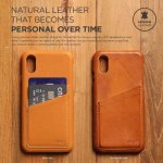 Elago Leather Wallet Case - кожен (естествена кожа) кейс с джобове за кредитни карти за iPhone XS, iPhone X (кафяв) 5