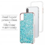 CaseMate Karat Case - дизайнерски кейс с елементи от розово злато и висока защита за iPhone XS, iPhone X (син) 2