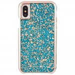 CaseMate Karat Case - дизайнерски кейс с елементи от розово злато и висока защита за iPhone XS, iPhone X (син) 4