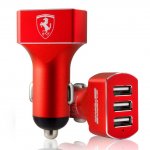 Ferrari 3 USB Car Charger - зарядно за кола с три USB изхода за мобилни устройства (червен) 1