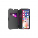 Tech21 Evo Wallet Case - кожен флип калъф с висока защита за iPhone XS, iPhone X (черен) 5