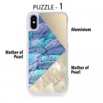 Torrii Puzzle Case - хибриден (поликарбонат, алуминий и перли) кейс за iPhone XS, iPhone X (бял) 1