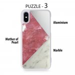 Torrii Puzzle Case - хибриден (поликарбонат, алуминий, мрамор и перли) кейс за iPhone XS, iPhone X (бял) 1