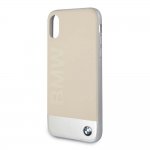 BMW Signature Hybrid Case - хибриден кейс (естествена кожа) за iPhone XS, iPhone X (бежов) 3