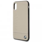 BMW Signature Logo Leather Hard Case - кожен кейс (естествена кожа) за iPhone XS, iPhone X (бежов) 3