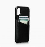 Sena Bence Lugano Wallet Leather Case - кожен (естествена кожа) кейс с джоб за кредитна карта за iPhone XS, iPhone X (черен) 1