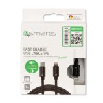 4smarts USB-C to Lightning Cable 1m. - USB-C кабел към Lightning за Apple устройства с Lightning и/или устройства с USB-C (черен) 2