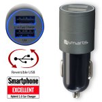 4smarts Hybrid 2.0 Car Charger 15.5W, 3.1A - зарядно за кола (3.1 Ампера) с 2 USB изхода за мобилни устройства (черен-сив) 1