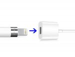 TechMatte Apple Pencil Cable (90см.) - зареждащ кабел (USB към женски Lightning) за Apple Pencil (бял) 5