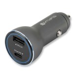 4smarts Fast Car Charger Set - зарядно за кола с USB и USB-C изход и Lightning към USB-C кабел за iPhone, iPad и устройства с Lightning порт (черен) 1