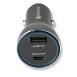 4smarts Fast Car Charger Set - зарядно за кола с USB и USB-C изход и Lightning към USB-C кабел за iPhone, iPad и устройства с Lightning порт (черен) 2
