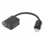 4smarts Lightning to Lightning & 3.5mm Audio Splitter SoundSplit - Lightning адаптер към 3.5 аудио изход и Lightning изход (6см) (черен) 1