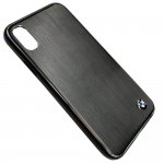 BMW Brushed Aluminium Soft Case - дизайнерски алуминиев кейс с TPU рамка за iPhone XS, iPhone X (черен) 2
