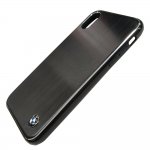 BMW Brushed Aluminium Soft Case - дизайнерски алуминиев кейс с TPU рамка за iPhone XS, iPhone X (черен) 3