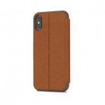 Moshi SenseCover Case - полиуретанов калъф, тип портфейл за iPhone XS, iPhone X (кафяв) 2