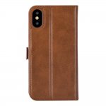 Devia Magic Case - кожен калъф, тип портфейл с отделящ се кейс и поставка за iPhone XS, iPhone X (кафяв) 4
