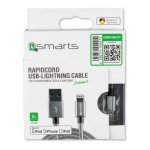 4smarts MFI RapidCord Lightning Data Cable 2m. - сертифициран lightning кабел (200 см.) за iPhone, iPad и iPod с Lightning вход (сив) 2