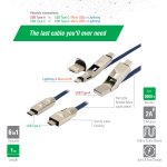 4smarts 6in1 ComboCord Cable - качествен многофункционален кабел за microUSB, Lightning и USB-C стандарти (черен) 4