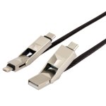 4smarts 6in1 ComboCord Cable - качествен многофункционален кабел за microUSB, Lightning и USB-C стандарти (черен) 1