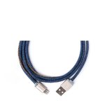 PlusUs LifeStar Handcrafted Lightning Cable - ръчно изработен сертифициран Lightning кабел за iPhone, iPad и iPod (25см.) (син-златист) 1