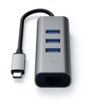 Satechi USB-C 2-in-1 Ethernet & USB Hub - 3-портов USB хъб и Gigabit Ethernet порт за MacBook и устройства с USB-C (тъмносив) 4