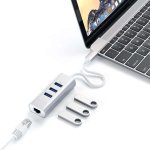 Satechi USB-C 2-in-1 Ethernet & USB Hub - 3-портов USB хъб и Gigabit Ethernet порт за MacBook и устройства с USB-C (сребрист) 5