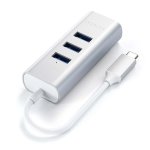 Satechi USB-C 2-in-1 Ethernet & USB Hub - 3-портов USB хъб и Gigabit Ethernet порт за MacBook и устройства с USB-C (сребрист) 4
