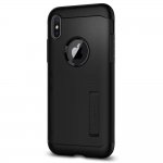 Spigen Slim Armor Case - хибриден кейс с поставка и най-висока степен на защита за iPhone XS, iPhone X (черен) 3