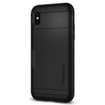 Spigen Slim Armor Case CS - хибриден кейс с отделение за кр. карти и най-висока степен на защита за iPhone XS, iPhone X (черен) 3