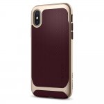 Spigen Neo Hybrid Case - хибриден кейс с висока степен на защита за iPhone XS, iPhone X (тъмночервен-златист) 3