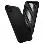 Spigen Liquid Air Case - тънък качествен термополиуретанов кейс за iPhone XS, iPhone X (черен-мат)  3