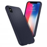 Spigen Liquid Air Case - тънък качествен термополиуретанов кейс за iPhone XS, iPhone X (тъмносин)  3