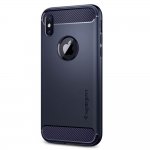 Spigen Rugged Armor Case - термополиуретанов кейс с най-висока степен на защита за iPhone XS, iPhone X (тъмносин) 1