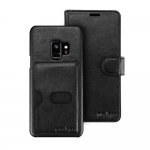 Prodigee Wallegee Case - кожен калъф, тип портфейл с отделящ се кейс и поставка за Samsung Galaxy S9 (черен) 1