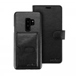 Prodigee Wallegee Case - кожен калъф, тип портфейл с отделящ се кейс и поставка за Samsung Galaxy S9 Plus (черен) 1