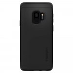 Spigen Thin Fit 360 - комплект тънък матиран кейс и стъклено защитно покритие за целия дисплей за Samsung Galaxy S9 (черен) 2