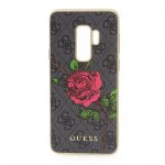 Guess Flower Desire Leather Hard Case - дизайнерски кожен кейс за Samsung Galaxy S9 Plus (сив) 1