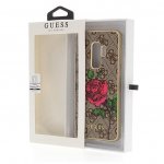 Guess Flower Desire Leather Hard Case - дизайнерски кожен кейс за Samsung Galaxy S9 Plus (кафяв) 3