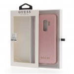Guess Iridescent Leather Hard Case - дизайнерски кожен кейс за Samsung Galaxy S9 Plus (розово злато) 2
