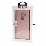 Guess Iridescent Leather Hard Case - дизайнерски кожен кейс за Samsung Galaxy S9 Plus (розово злато) 3