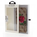 Guess Flower Desire Booktype Case - дизайнерски кожен калъф, тип портфейл за Samsung Galaxy S9 Plus (кафяв) 3