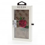 Guess Flower Desire Booktype Case - дизайнерски кожен калъф, тип портфейл за Samsung Galaxy S9 Plus (кафяв) 2
