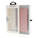 Guess Iridescent Book Case - дизайнерски кожен калъф, тип портфейл за Samsung Galaxy S9 (розово злато) 1