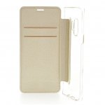 Guess Iridescent Book Case - дизайнерски кожен калъф, тип портфейл за Samsung Galaxy S9 (златист) 2