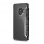 Guess Flower Desire Booktype Case - дизайнерски кожен калъф, тип портфейл за Samsung Galaxy S9 (сив) 2