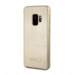 Guess Iridescent Leather Hard Case - дизайнерски кожен кейс за Samsung Galaxy S9 (златист) 1