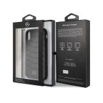 Mercedes-Benz Pattern III Leather Hard Case - кожен кейс (естествена кожа) за iPhone XS, iPhone X (тъмносив) 4