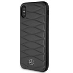 Mercedes-Benz Pattern III Leather Hard Case - кожен кейс (естествена кожа) за iPhone XS, iPhone X (тъмносив) 7