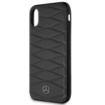 Mercedes-Benz Pattern III Leather Hard Case - кожен кейс (естествена кожа) за iPhone XS, iPhone X (тъмносив) 5